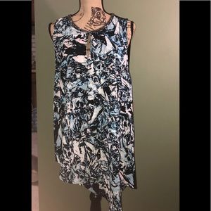 Asymmetrical abstract art blouse tank top